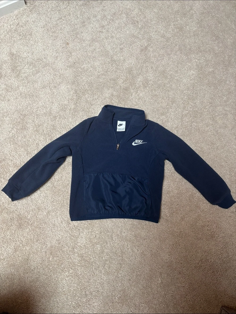 Nike Kids Navy Quarter-Zip Fleece Pullover Sweatshirt (Size 5)